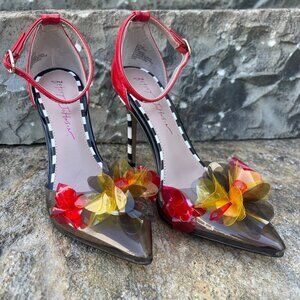 Betsey Johnson Heels Size 6.5M Whimsigoth Y2K Flower Ankle Strap Stiletto